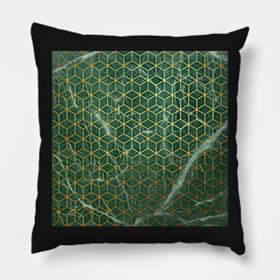 Hexagon Design Pattern Emerald Gold Pillow