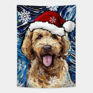 Goldendoodle Santa Tapestry