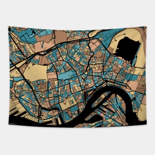 Rotterdam Map Pattern in Mid Century Pastel Tapestry