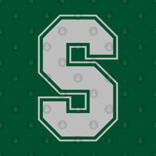 Monogram Grey Green College House Initial S by redhomestead