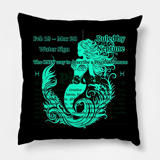 Pisces Women Personality Pillow by Veritè Kulture Vulture T-Shirts & Apparel