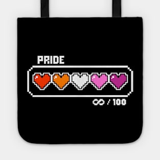 Lesbian Pride Videogame Life Bar Hearts Tote