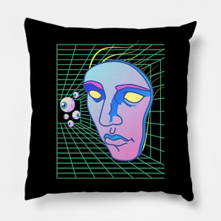 Trippy Face and Eyeballs Pillow