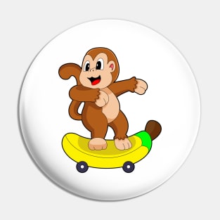 Monkey Banana Skater Skateboard Pin