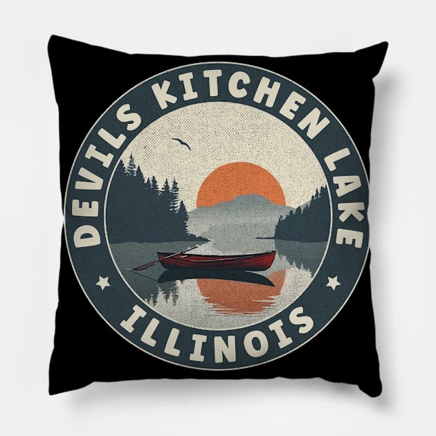 Devils Kitchen Lake Illinois Sunset Pillow by turtlestart