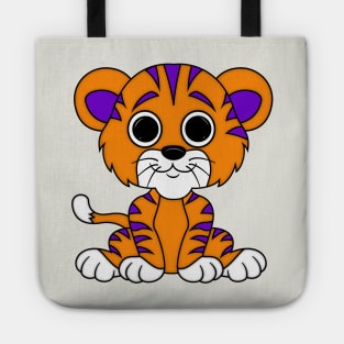 Purple and Orange Baby Tiger Cartoon Tote