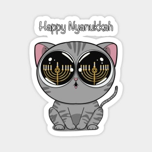 Happy Nyanukkah (white) Magnet