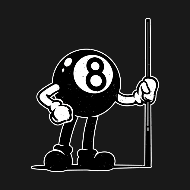 Billiards Cue Sports 8-Ball vintage Cartoon by Foxxy Merch