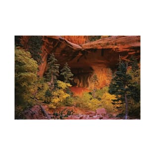 Trees In Front Of A Cave Zion National Park T-Shirt