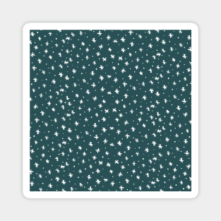 Snowflakes and dots - teal and white Magnet