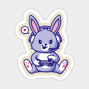 Cute Rabbit Gaming Cartoon Magnet