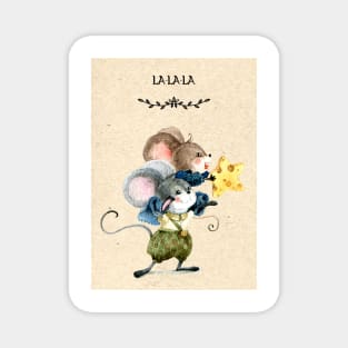 Cute Mouse Playing Vintage Illustration Art Magnet