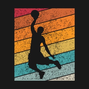 Basketball Slam Dunk 2 Outdoor Sports Retro Sunset Design T-Shirt