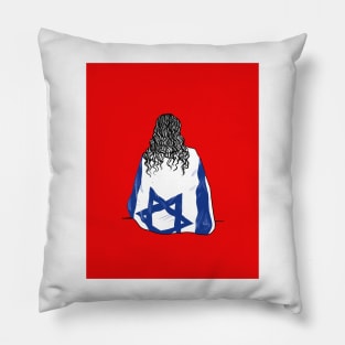 Girl wrapped in israeli flag Pillow