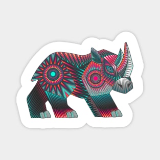 Mexican rhino hand drawn colorful illustration Magnet