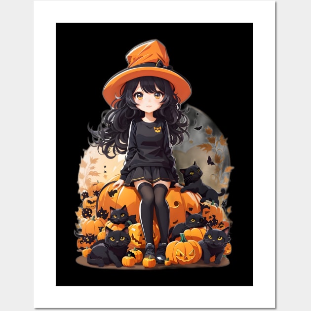 Kawaii Anime Girl In Black Hoodie Canvas Print for Sale by