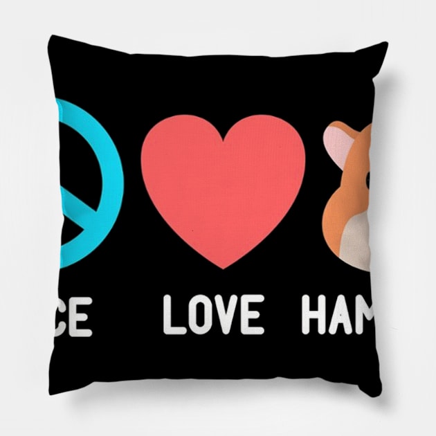 Hamster Peace Love Hamster Funny Pillow by sheehan.terry24