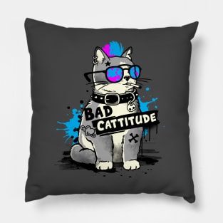 Bad cattitude graffiti Pillow