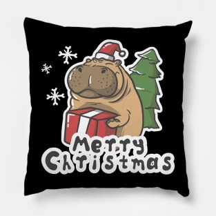 Hippo Give Gift Christmas Pillow