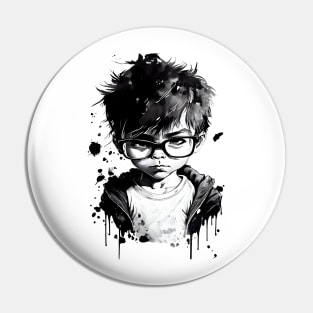 Boy with glasses in school one. Pin