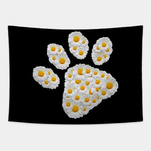 Cat Dog Mom Paw Print Of White Daisy Flower   Cat Or Dog Paw Tapestry