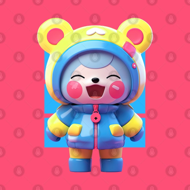 AKBLM - RED CHEEKS KUMA LOVES RED LOLLIPOPS 🍭 | KAWAII CHIBI 3D MASCOT by AKBLM