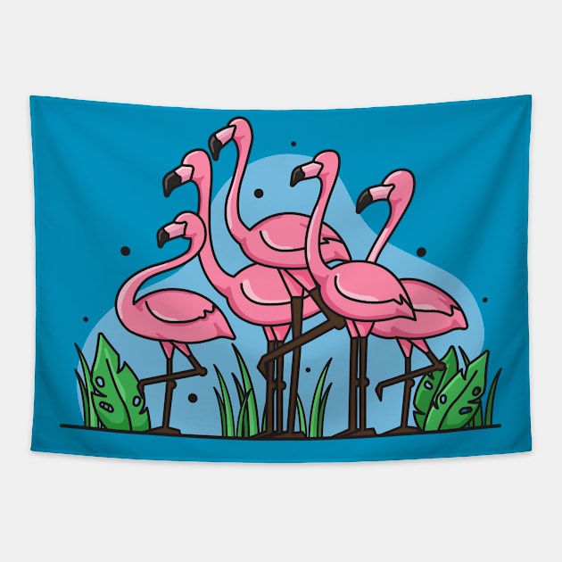 Cute Flamingo for kids Tapestry by Erone Merch