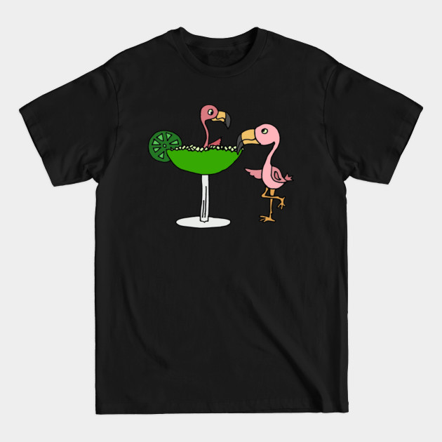 Disover Funny Flamingo Drinking Margarita - Flamingo - T-Shirt