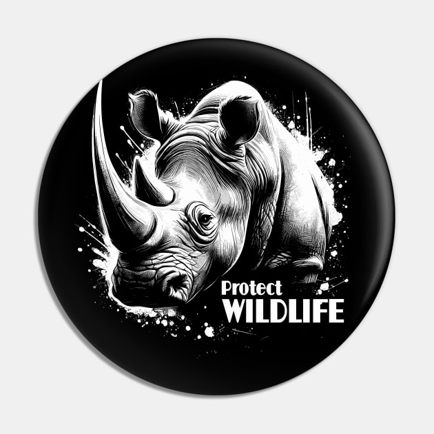Rhino Protect Wildlife Pin by PrintSoulDesigns