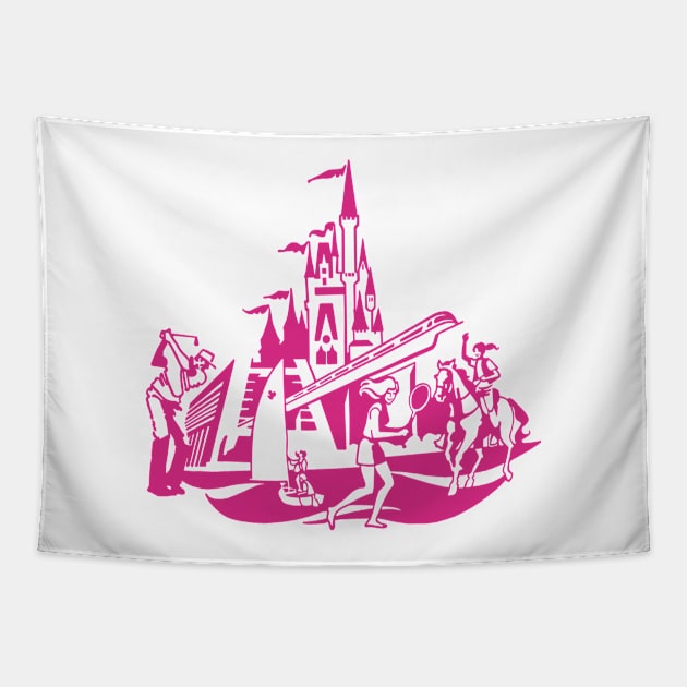 Wonderful World of Vacations Pink Tapestry by MikeSolava