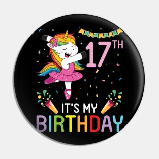 Happy Unicorn Dancing Congratulating 17th Time It's My Birthday 17 Years Old Born In 2004 Pin