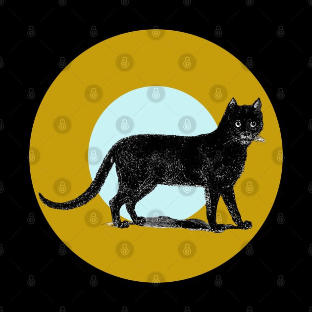 Halloween Black Cat, Signs and Symbols - Ochre and Pale Blue by SwagOMart