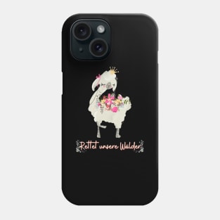 Alpaka Wald Retten Prinzessin Blumen Süß.png Phone Case