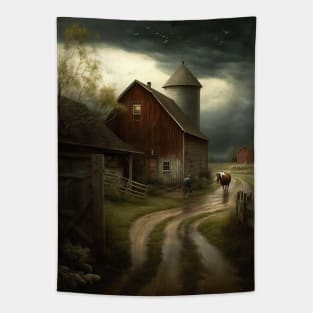 Classic Rural Farm Scene Tapestry