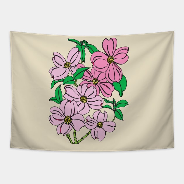 Pink Dogwoods Tapestry by ColoringWithKristine