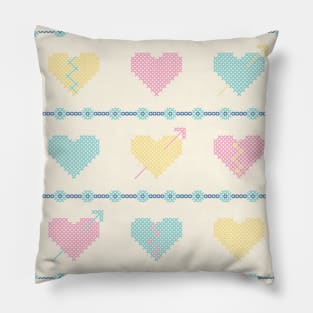 Cross stitch pastel hearts Pillow