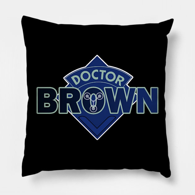 Doc Brown - Doctor Who Style Logo Pillow by RetroZest