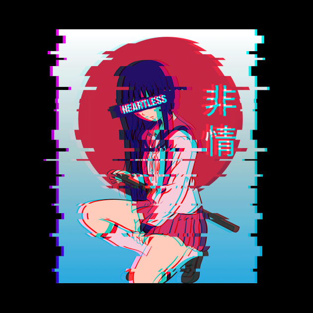 Heartless Waifu Anime Girl Japanese Vaporwave Vaporwave Aesthetic Pin Teepublic 4674