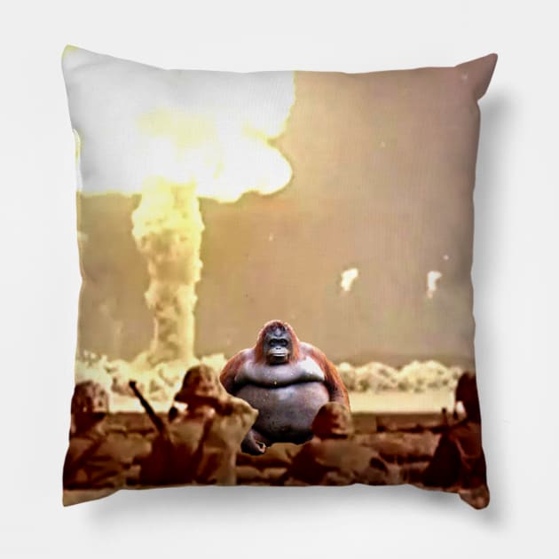 uh oh stinky meme monkey - le monke / war nuclear explosion Pillow by vlada123