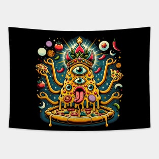 Dizza deity, Funny Pizza Lover Artwork Tapestry