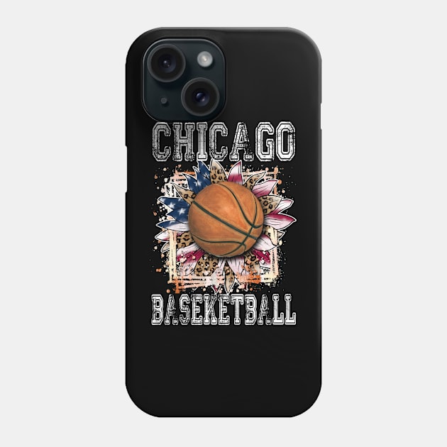 American Flag Personalized Chicago Proud Name Basketball Phone Case by Irwin Bradtke