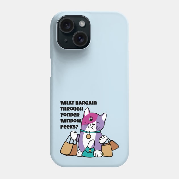 Shakespeare Shopping Cat Phone Case by Sue Cervenka