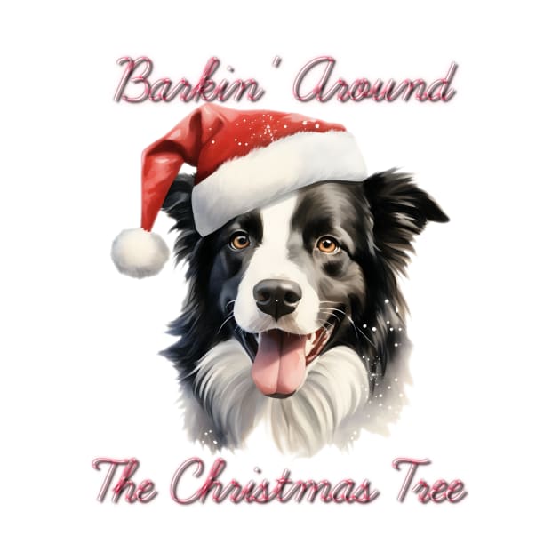 Christmas Border Collie Dog in Santa Hat by Pawsitive Curios