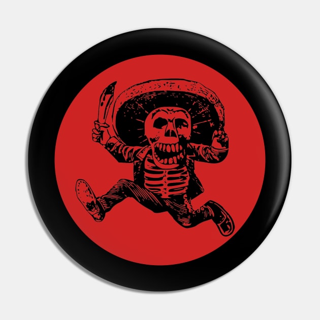 Halloween, Posada Calavera with Machete Black and Red Pin by SwagOMart