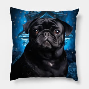 Goth Black Pug Pillow