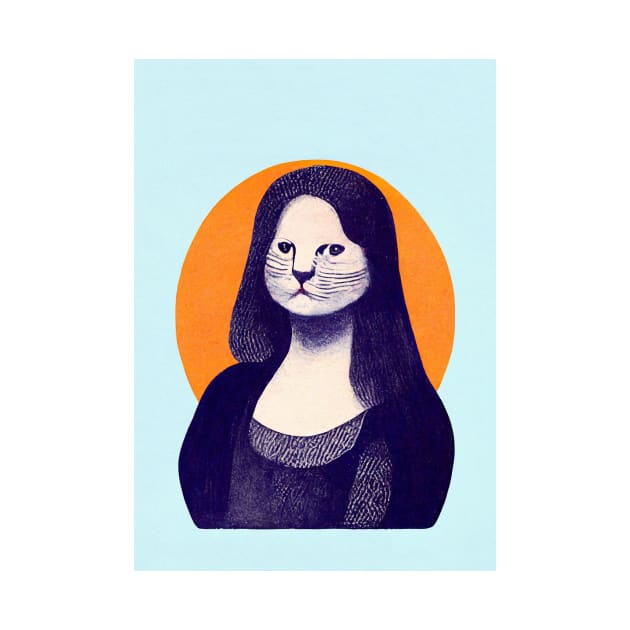 Mona Lisa Cat Retro Poster Vintage Art Mona Lisa Wall Leonardo Da Vinci Illustration by BetterManufaktur