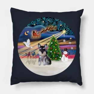 "Christmas Magic" with a Schnauzer Puppy Pillow