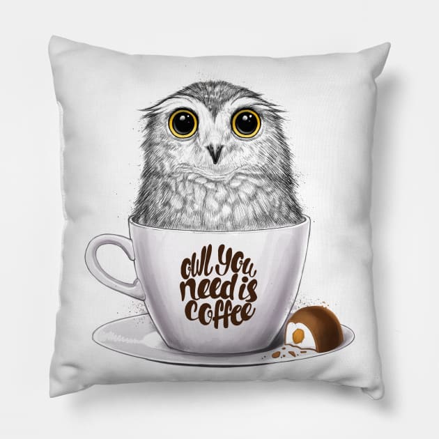 Owl you need is coffee Pillow by NikKor