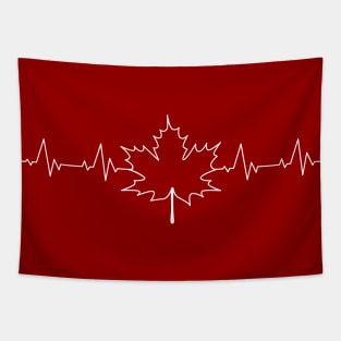 I love Canada Maple Leaf Heart Beats Design the Canadian Flag Icon - wht Tapestry