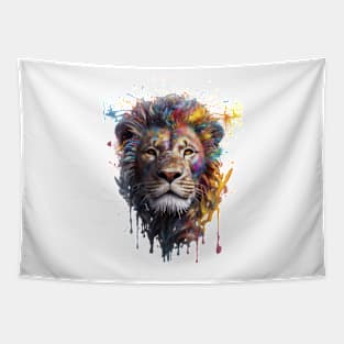 Lion Splash Art: Vibrant Fantasy Portrait #2 Tapestry